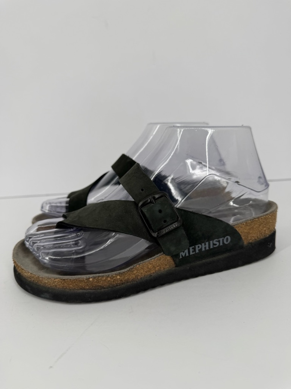 Mephisto Helen Black Leather Buckle Slide Sandals Comfort Capsule Shoes 35